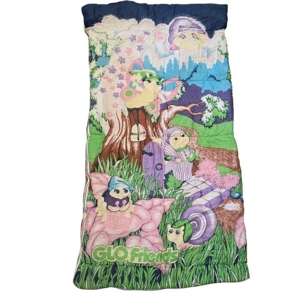 GLO Friends Sleeping Bag  HASBRO Kids Vintage 1985 Bradey Inc. YKK Zipper Rare